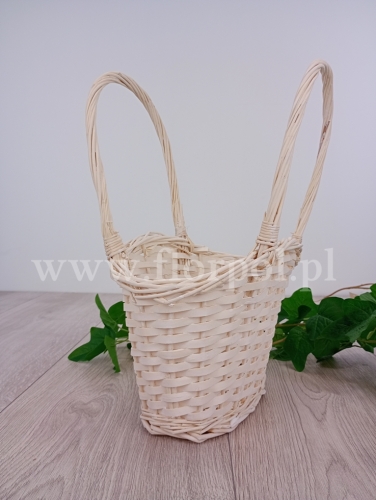 koszyk wiklinowy owalny, głęboki z kabłąkiem 1szt biały (TS-8177 Wihte )