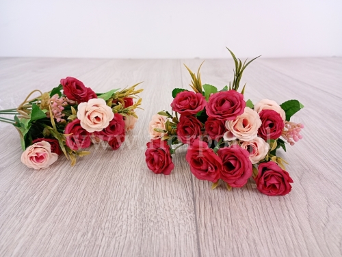 mini różyczka - bukiecik 2szt krem/czerwień (TCAC057)
