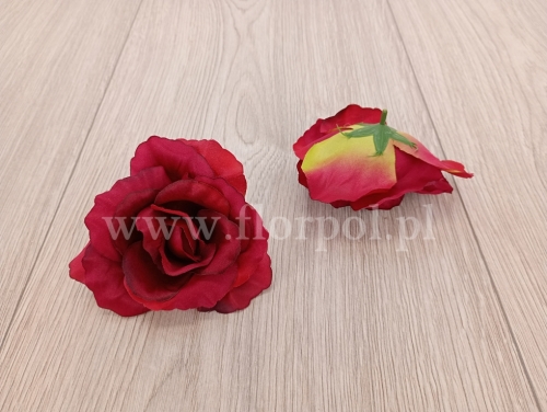 róża otwarta 12szt  bordo/zielona nasada