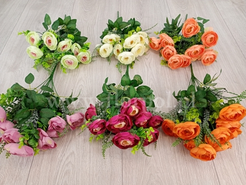 jaskier w bukiecie z paprocią  i eukaliptusem - karton 36szt mix 3 (HM900KH03)