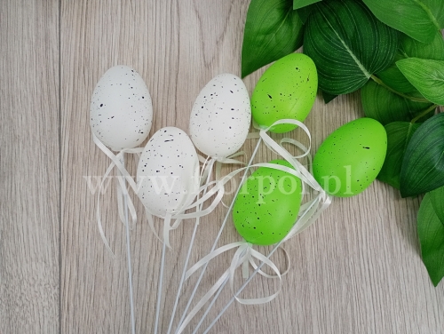 pisanki na piku 6szt  biały/zielony (WIPK-4-21858-25)