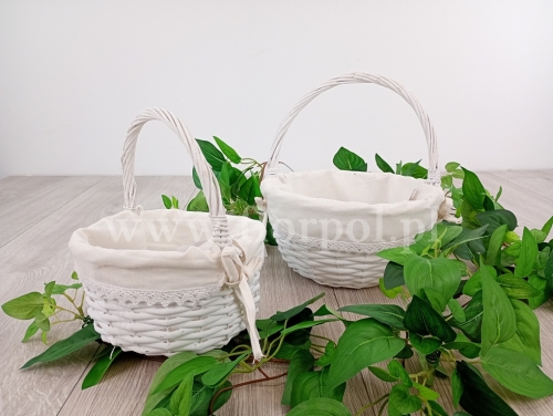 kosz wiklinowy okrągły z wkładem mniejszy 1szt biały  (OR-KS-19714)