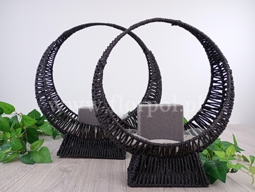 kosz koło - papierowa wiklina cemenciak większy  1szt czarny (LQ2310564)  *3032026a