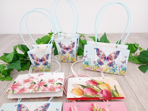 torebka wiosenna - kabel prostokąt 12szt kwiatowy mix (H2510322 D)