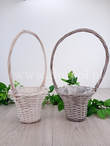 kosz wiklinowy z kabłąkiem 1szt biały (YL2504035)