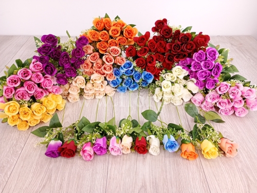 pojedyncza róża z listkiem - karton 144szt mix (T60-25-3350)  1032026a