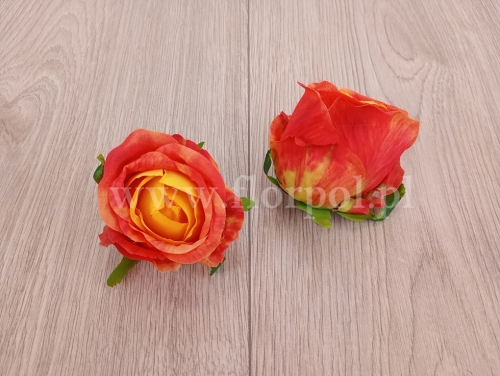 cieniowany pączek róży 12szt pomarańczowy/żółty (T137-23-0608)