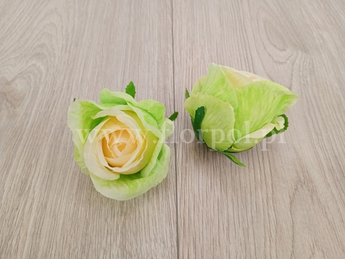 cieniowany pączek róży 12szt zieleń/krem (T137-23-0608)