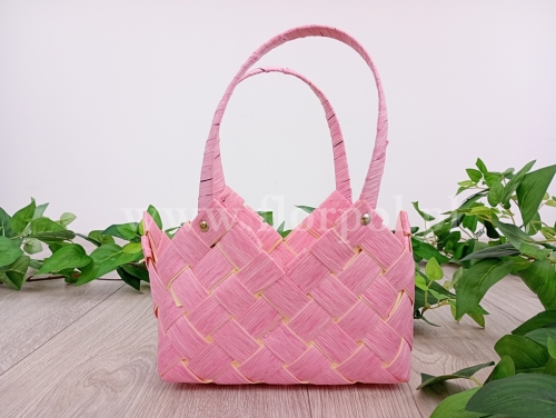 kosz torebka - pleciona z łuby 1szt róż (TD001199)