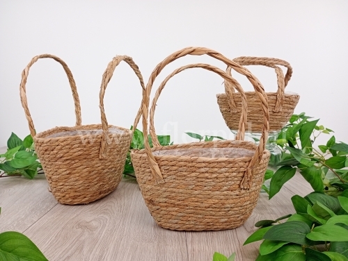 kosz plecionka - hiacynt wodny roz M 1szt naturalny (TD001205)
