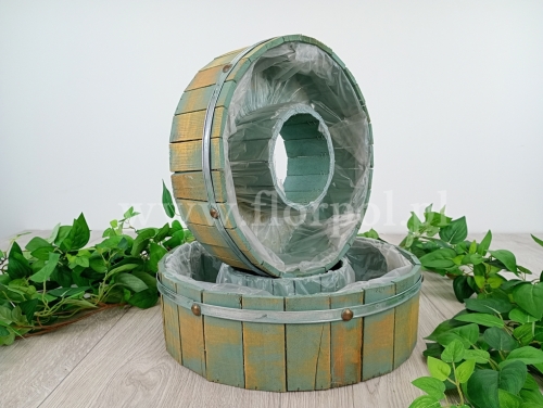 okrągła drewniana osłonka oponka - zestaw 2szt zielony (XP220111)  SR1832026A