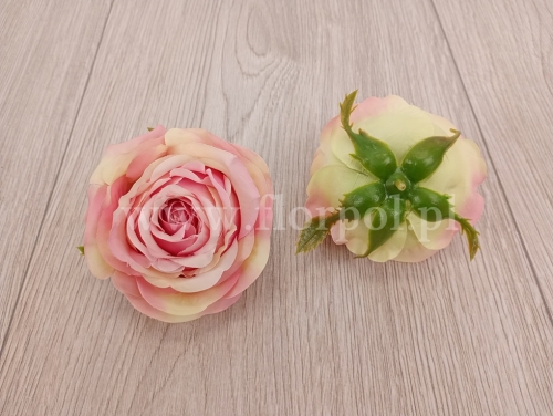 róża pełna - wyrobówka 12szt #1582 pink/green (SUN891)