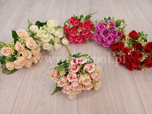 pączki róż z plastikowymi dodatkami - karton 12szt mix (MD042)