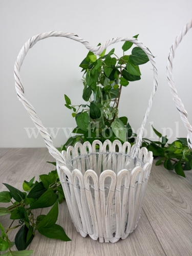 kosz / kabłąk serce - zwijane paski drewna 1szt biały (HS240108)  PN2332026A