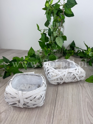 osłonka kwadrat - drewniane paseczki - większa 1szt biały (HS240010)  PN2332026A