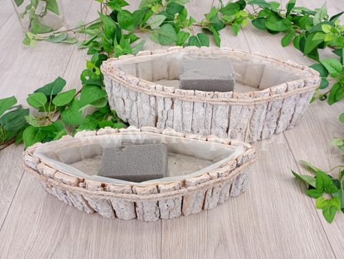 osłonka łódka z kory - większa - cemenciak 1szt bielony