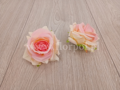 róża kretonowa - wyrobówka 6szt jasny róż/wanilia (FJ068)