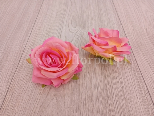 róża kretonowa - wyrobówka 6szt różowy/żółty (FJ068)