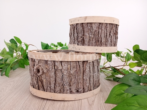 osłonka okrągła - drewno i kora kpl 2szt naturalny bielony (TRE25ND0400)