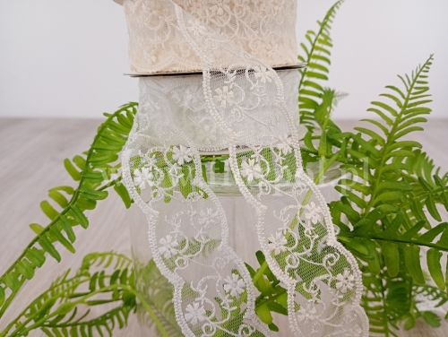 wstążka koronkowa 3,8cm 1szt biały  (FX311)