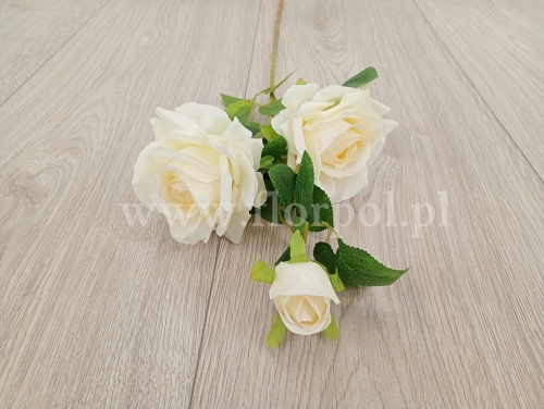 Róża trójka na łodydze 1szt ecru (FJ067)