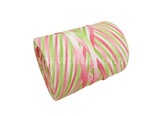 Rafia włoska 200m 1szt pastel: zieleń/róż/biel (516-310) 