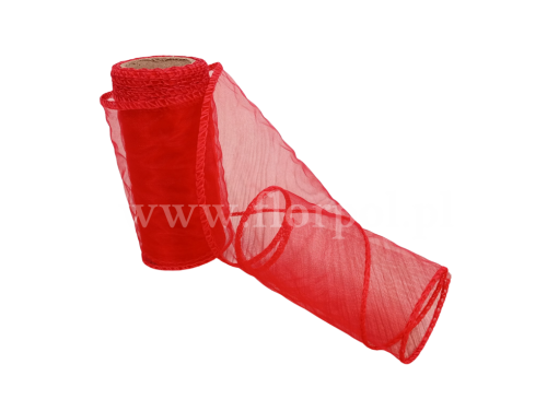  Organza 12CM X 9Y RED/czerwony 1szt