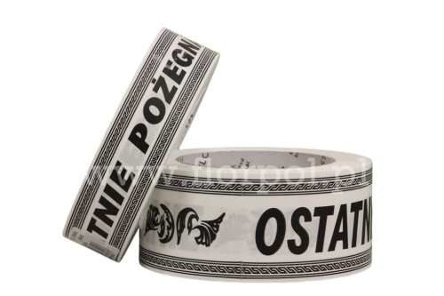 Wstążka pogrzebowa drukowana 3/50 NcDR biały (01-45-00)