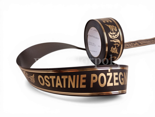 Wstążka pogrzebowa złoty pasek 5/50Y NzDr czarny (45-42-00) 