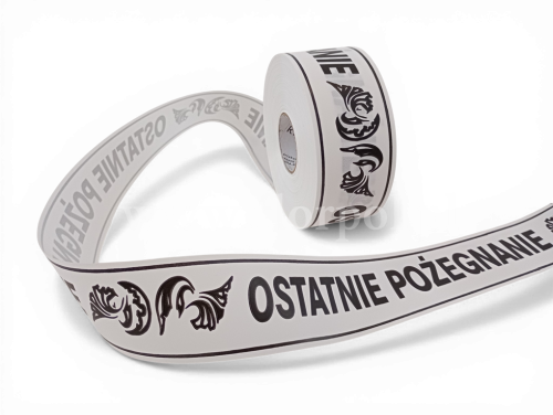 Wstążka pogrzebowa drukowana 5/100Y NcDr biały (01-45-00)  