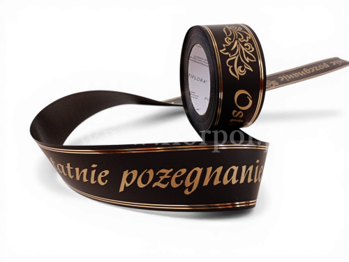 Wstążka pogrzebowa złoty pasek 5/50Y NzRe czarny (45-42-00)