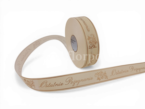 Wstążka pogrzebowa drukowana 3/100Y NzRe krem (04-42-00) 