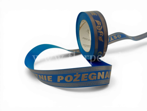 Wstążka pogrzebowa drukowana 3/50 NzDR niebieski (28-42-00)