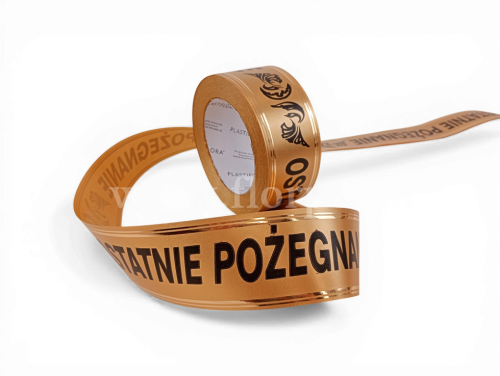 Wstążka pogrzebowa złoty pasek 5/50Y NcDr złoty (42-45-00)