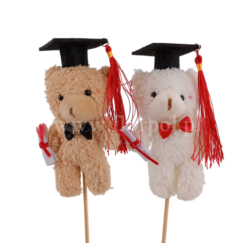 Miś student na piku 12szt beżowy/biały (H2510098)