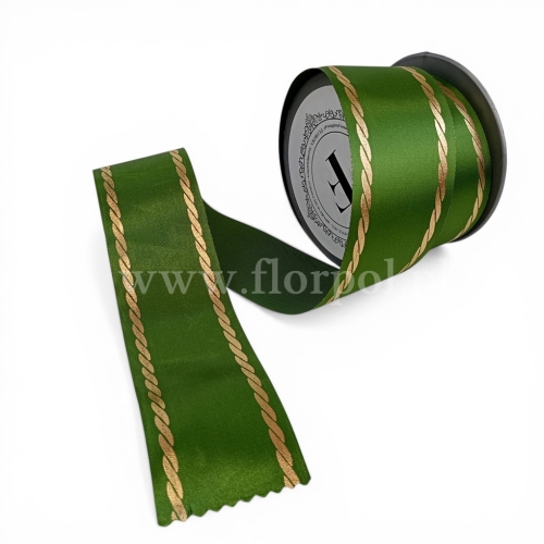 Szarfa pogrzebowa TKANE ze złotym szlakiem/lina – wstążka  6/10  zielony (226164.Z)