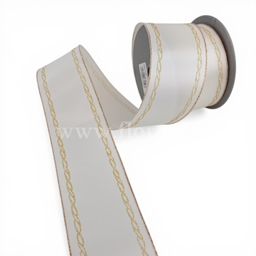 Szarfa pogrzebowa TKANE złoty szlak 6/10 ecru (226075.Z)