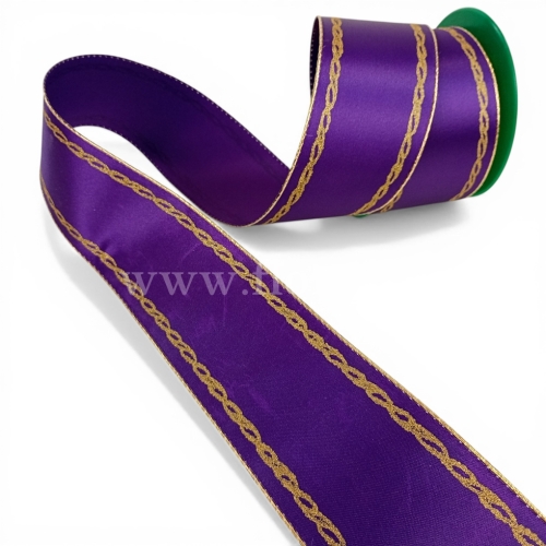 Szarfa pogrzebowa TKANE złoty szlak 6/10 fioletowy (226075.Z) 