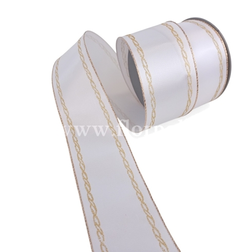 Szarfa pogrzebowa TKANE złoty szlak 6/10 biały (226075.Z)