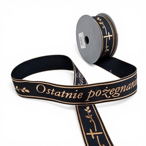 Wstążka pogrzebowa atłas TKANE – ostatnie pożegnanie 3,8/10 czarny (225455.Z)
