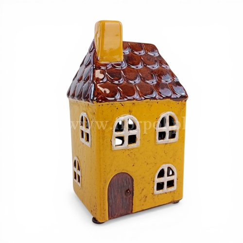 Ceramiczny domek 1szt  musztarda/brąz (CAC-324-08135-25)
