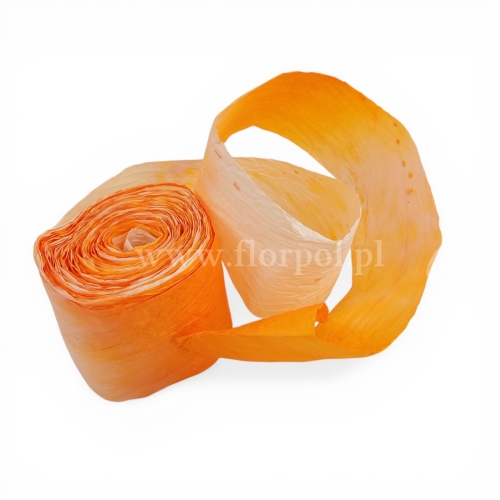 wstążka papierowa 1szt cieniowany pomarańcz/krem 