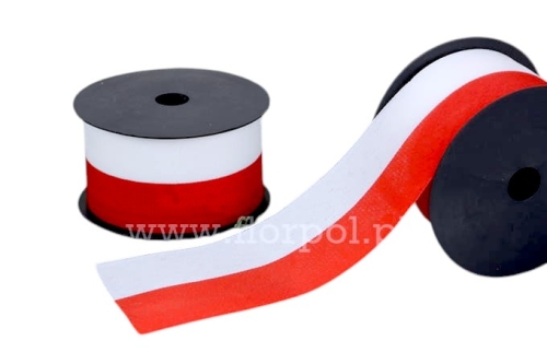 Polska Flaga - wstążka dzianinowa 7cm 1szt