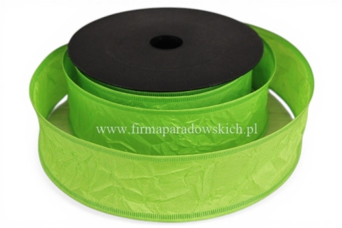 Wstążka gnieciona 4/10  1sz jasny zielony- zielone jabłuszko