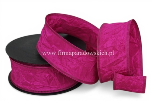 Wstążka gnieciona 4/10 1szt fuksjowy róż