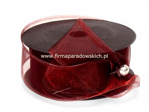Szyfon z drucikiem wstążka 4/9 1szt burgund 