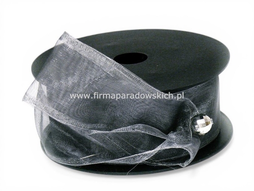 Szyfon z drucikiem wstążka 4/9 1szt srebro 