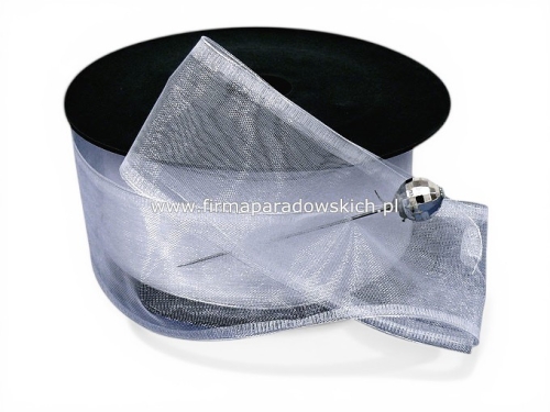 Szyfon z drucikiem wstążka 4/9 1szt biały 