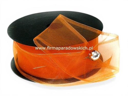 Szyfon z drucikiem wstążka 4/9 1szt oranż