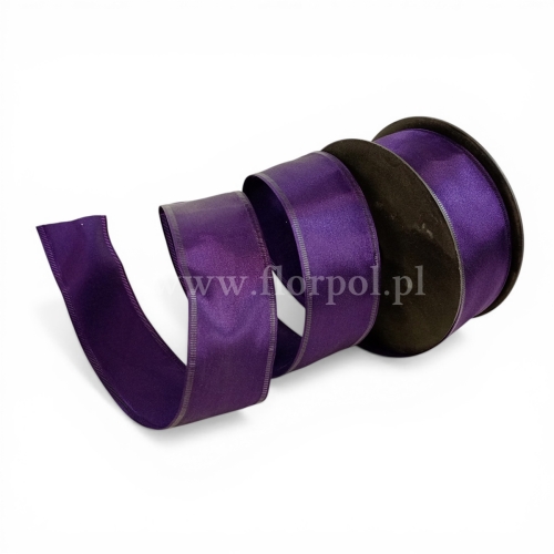 Wstążka atłasowa - drucik  4/10 1szt  purpura
